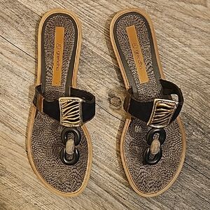Brown and Gold Women's Sandals